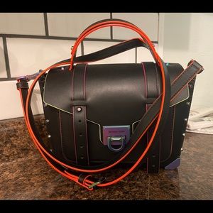 Michael Kors Manhattan Medium Contrast-Trim Leather Satchel